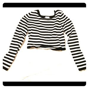 Ambiance striped long sleeve crop top